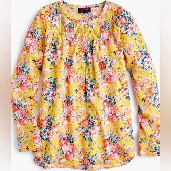 J. Crew Classic Popover Shirt Liberty Fabric Magical Bouquet Yellow Size 6 L2 - Picture 1 of 7